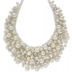 CHARTER CLUB GLASS PEARL CLUSTER BIB NECKLACE